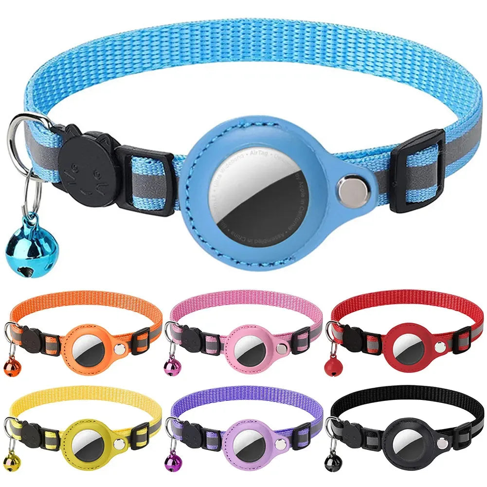 Reflective Cat Collar with Tracker Holder – Adjustable Safety Collar - My Store