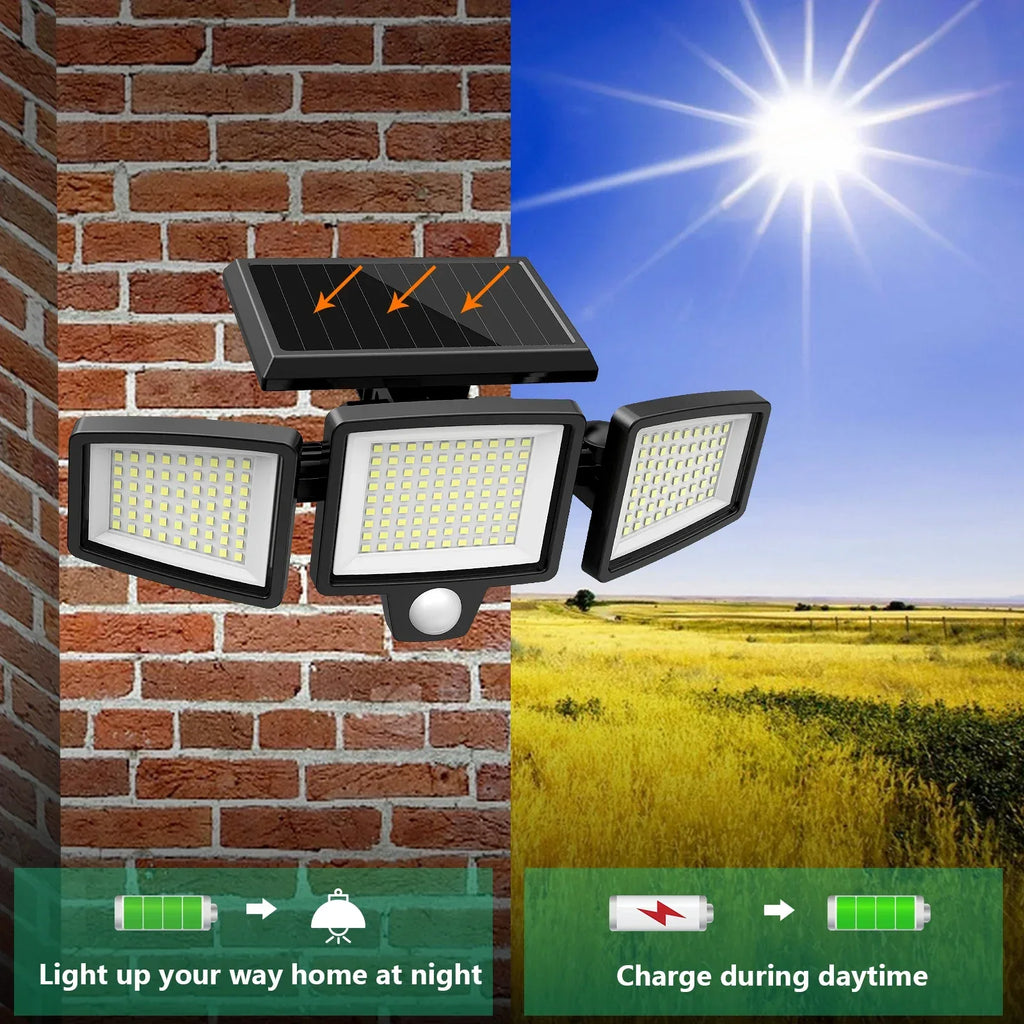 Outdoor Solar Security Light – 3-Head Motion Sensor Flood Light - My Store