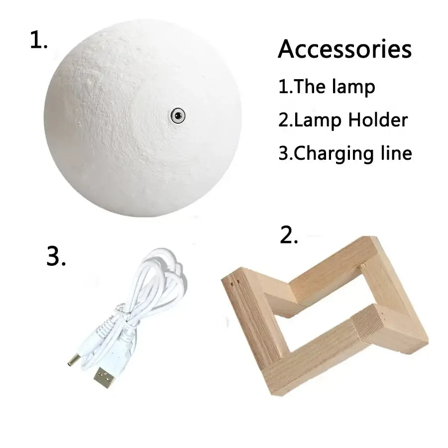 3D Printed Moon Lamp – Rechargeable Night Light - My Store