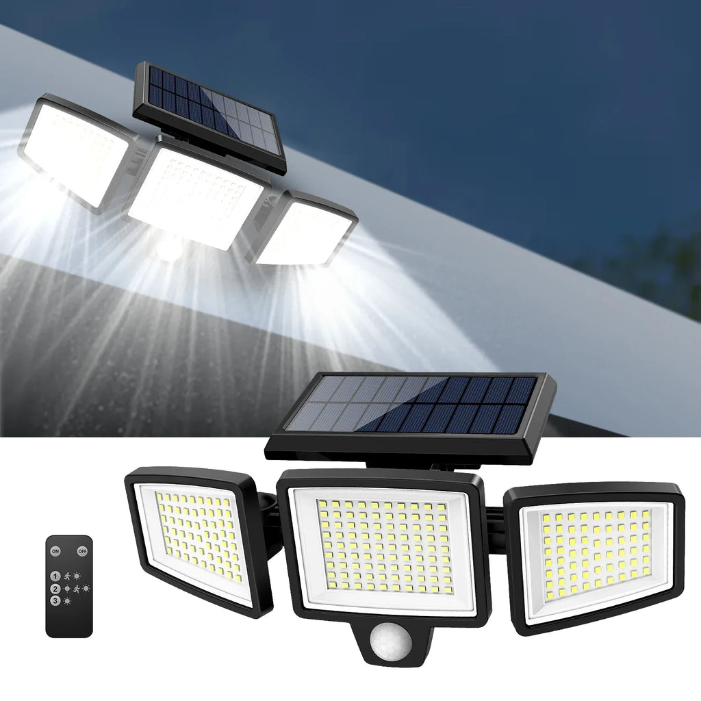 Outdoor Solar Security Light – 3-Head Motion Sensor Flood Light - My Store