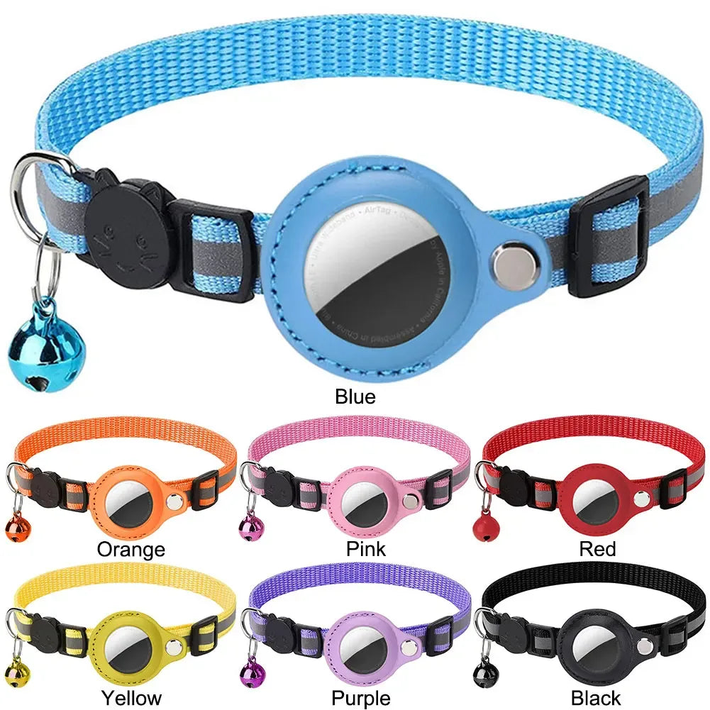 Reflective Cat Collar with Tracker Holder – Adjustable Safety Collar - My Store