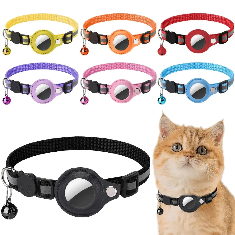 Reflective Cat Collar with Tracker Holder – Adjustable Safety Collar - My Store