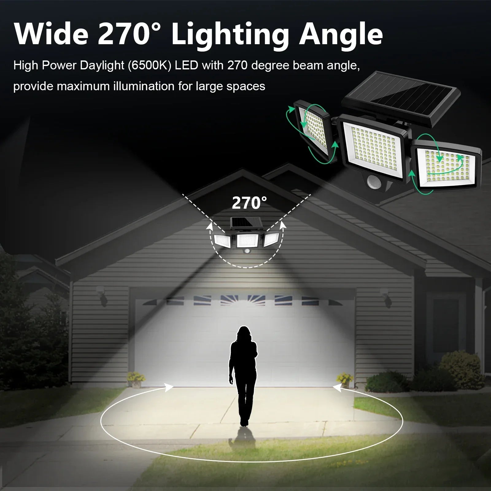 Outdoor Solar Security Light – 3-Head Motion Sensor Flood Light - My Store