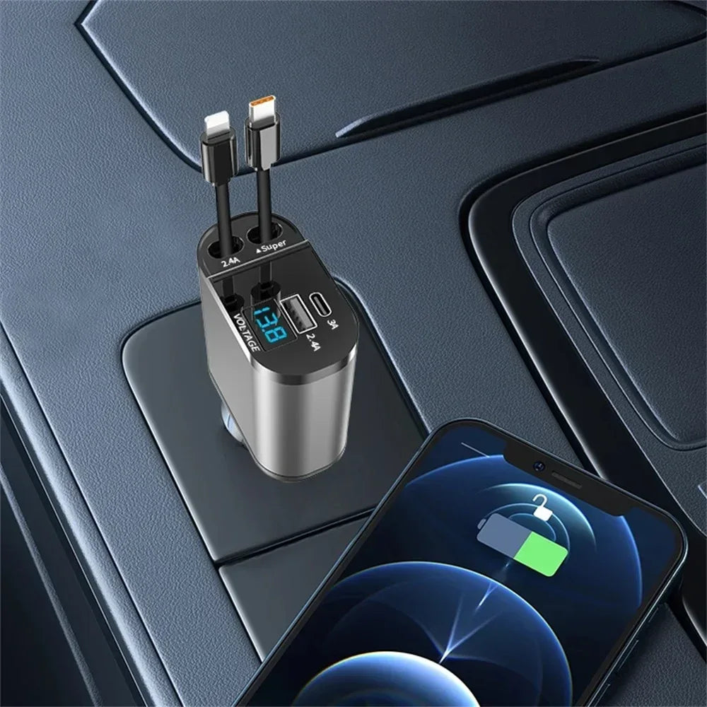 4-in-1 Retractable Car Charger – Fast Charger - My Store