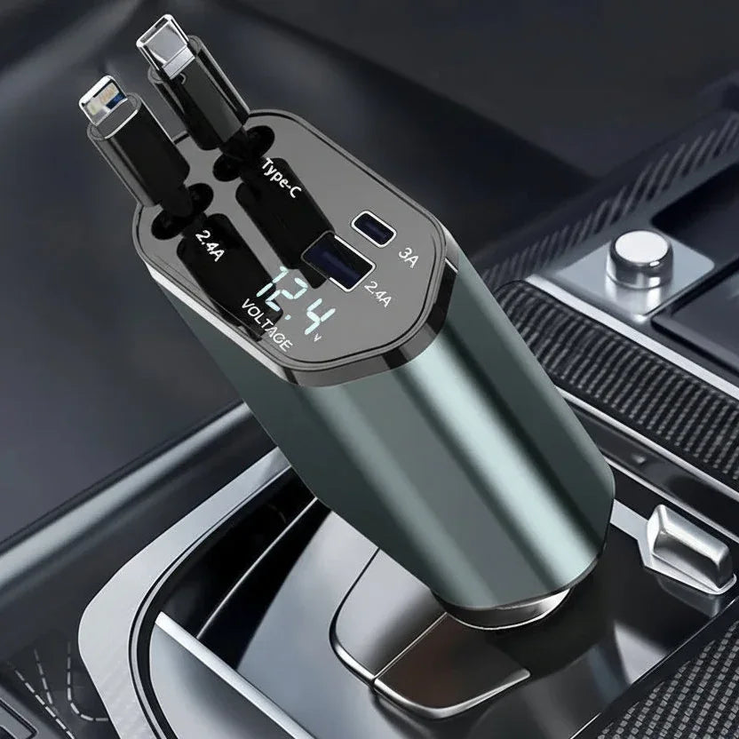 4-in-1 Retractable Car Charger – Fast Charger - My Store