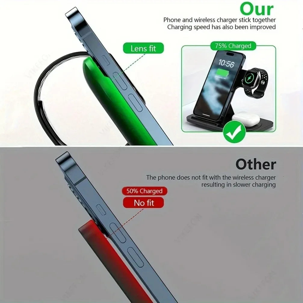 3-in-1 Foldable Wireless Charging Station – Compatible with Apple Devices - My Store