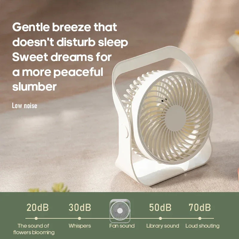 Portable Mini Desk Fan – Rechargeable with 3 Speeds & 4 Modes - My Store